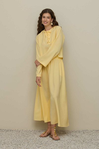 Fahhar Eyelet Modal Skirt Suit Yellow