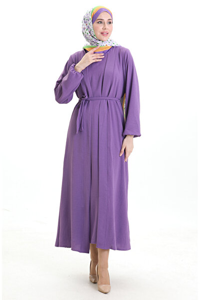 sefamerve Asil Abaya Set 0336-09 Purple