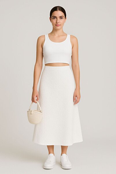 Green'DAL Kadın Beyaz Basic Kadın Uzun Etek