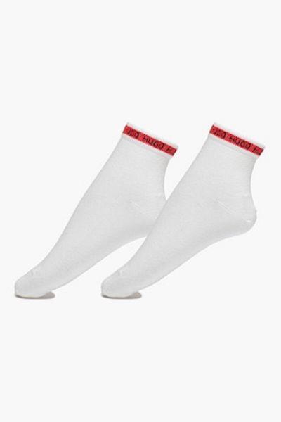 HUGO , Set de sosete scurte din amestec de bumbac - 2 perechi, Alb, 39-42