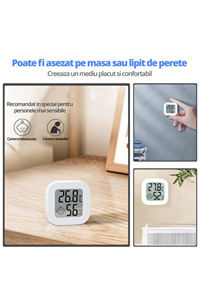 LittleDomi Termometru si Higrometru de Camera LittleDomi, Indicator Comfort, Memorie Temperatura/Umiditate