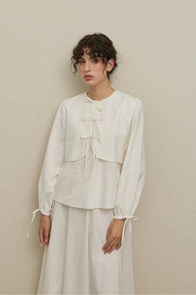 Fahhar Aller Detailed Voile Shirt Ecru