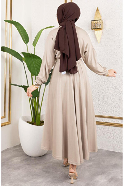 sefamerve Φόρεμα με κορδόνι στη μέση 2051-06 Mink