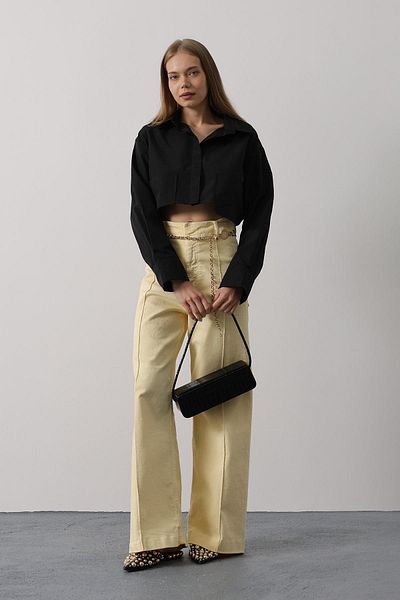 VAGGON Women's Black Short Length Double Pocket Shirt Vs00594