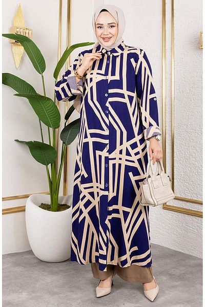 sefamerve Σετ βισκόζης με σχέδιο 0337-01 Navy Blue