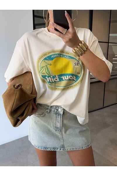 BB Bensu Buyruk PRINTED OVERSIZE T-SHIRT