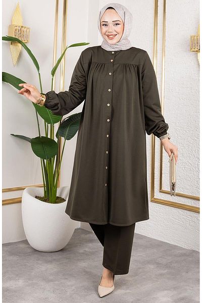 sefamerve Set Hijab cu șnur 2061-04 Kaki