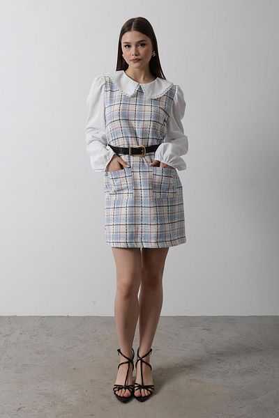 VAGGON Plaid Shirt Detailed Dress