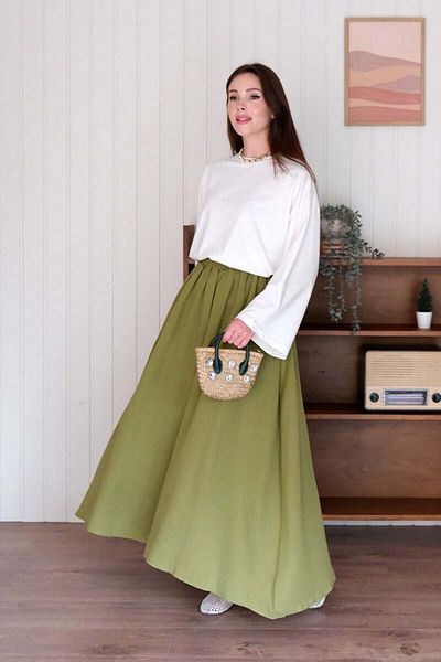 Ceylan Otantik Σετ φούστα Ecru Crop Body & Pistachio Green Muslin