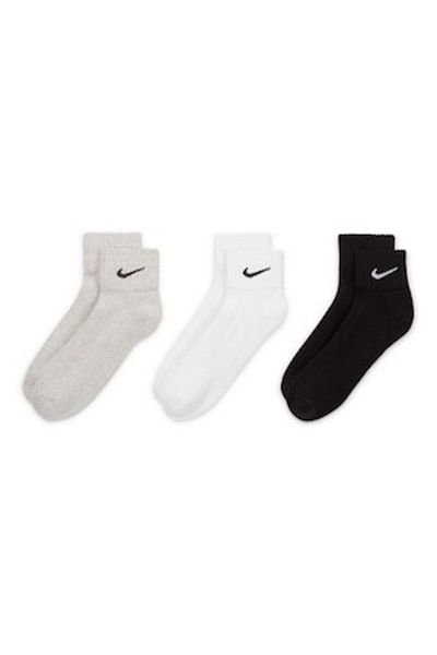 Nike , Unisex Cushioned Fitness Socks - 3 Pairs, Black, White, Melange Gray, XL