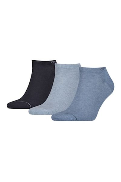 Calvin Klein , Set de sosete din amestec de bumbac cu logo - 3 perechi, Negru/Albastru prafuit, One S