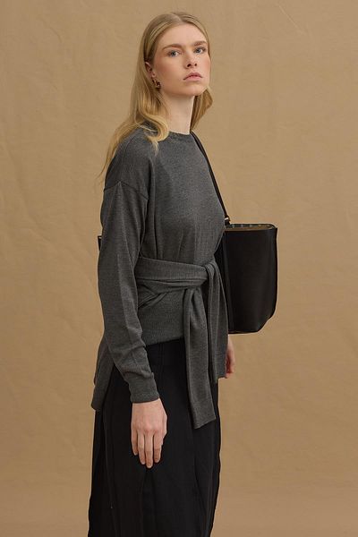 Fahhar Thin Viscose Basic Sweater Anthracite