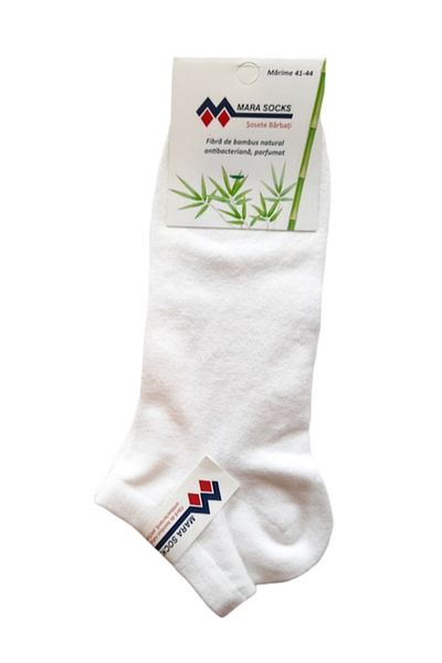 Mara Socks - Șosete scurte bărbătești, bambus, albe, 41-44 EU