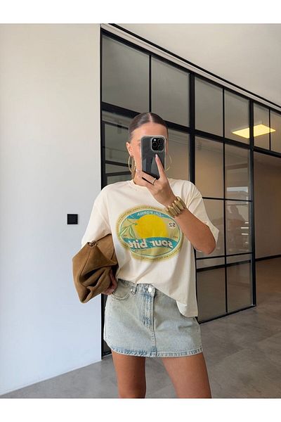 BB Bensu Buyruk PRINTED OVERSIZE T-SHIRT