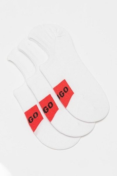 HUGO , Set de șosete foarte scurte cu imprimeu logo - 3 perechi, Alb optic, 39-42
