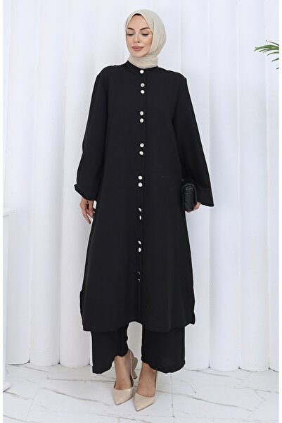 sefamerve Full Buttoned Tunic Trousers Double Suit 2114-05 Black
