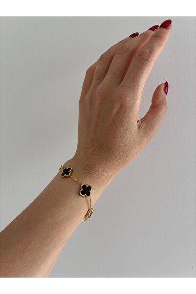 Zeyya Jewelry سوار فان كليف من الفولاذ باللون الذهبي والأسود