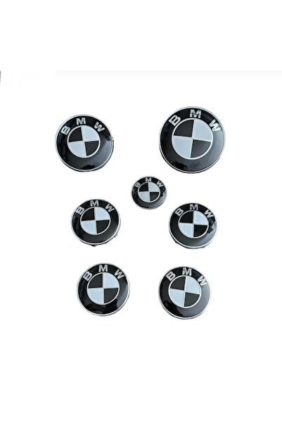 MAF Set complet de 7 embleme cu logo compatibil cu BMW - Alb-negru