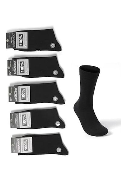OEM Armando - Men's Socks, Set of 5 Pairs, Cotton, Breathable, Black, Size 43-46 EU
