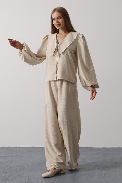 VAGGON Embroidered Baby Collar Pants Set