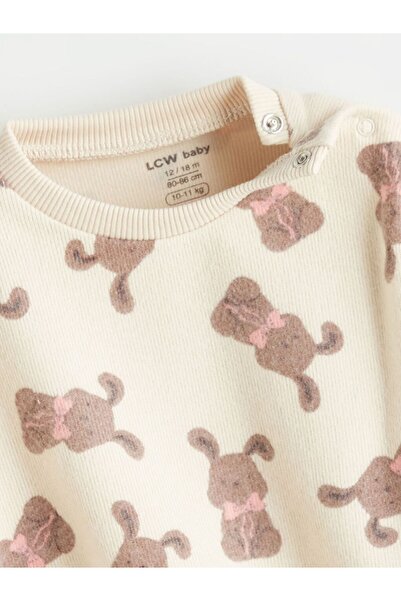 LC Waikiki LCW baby Bisiklet Yaka Kız Bebek Sweatshirt ve Tayt 2'li