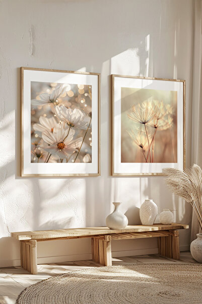 STARYUNA Set de 2 tablouri moderne cu rame din lemn Yuna163