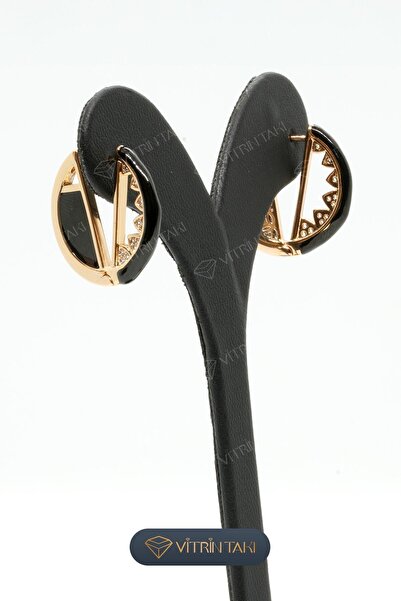 XUPING JEWELRY Siyah Taş Detaylı Altın Renk Xuping Küpe