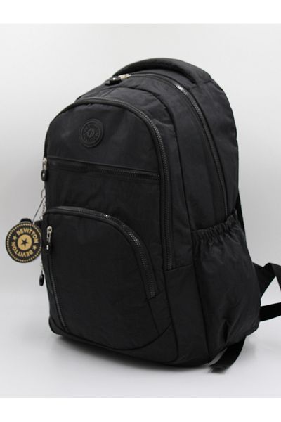 betto's 1700 Black Water Resistant Crinkle Fabric School Bag Unisex Daily School Backpack