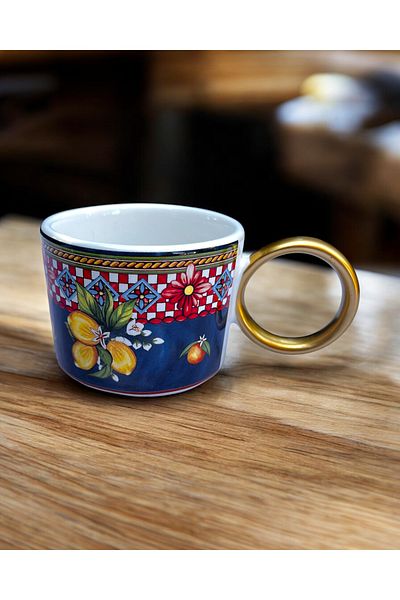 MAMALİZA Colorful Patterned 2-Piece Ceramic Mug – 300 Ml. Gift
