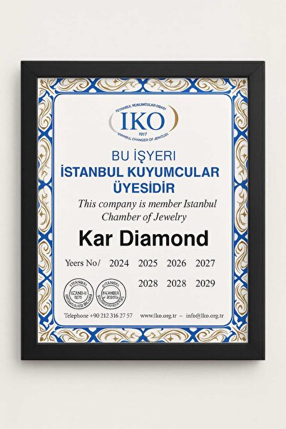 KAR DİAMOND 14 Ayar Altın Zincirli Altın Kaplama Zirkon Taşlı M Harfi Kolye - Sertifikalı Işıklı Kutu