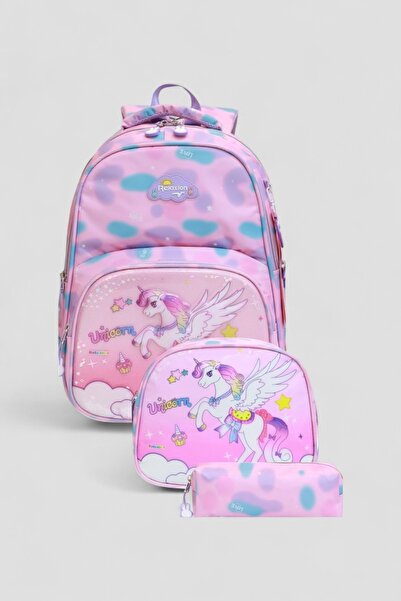 Relaxion 1370 Anatomik Sırt Yapılı Kabartmalı Figürlü Üçlü Set İlkokul Çantası