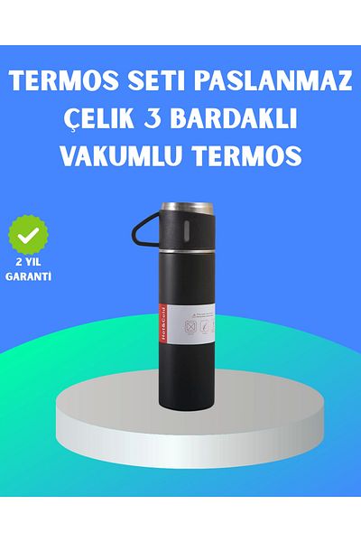 CPU ELEKTRONİK 304 Steel Thermos Set |   With 2 Cups, 500 Ml, Long Time Heat Preservation
