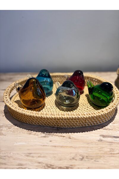 artsondekorasyon Üfleme Cam Kuş Düz Renk