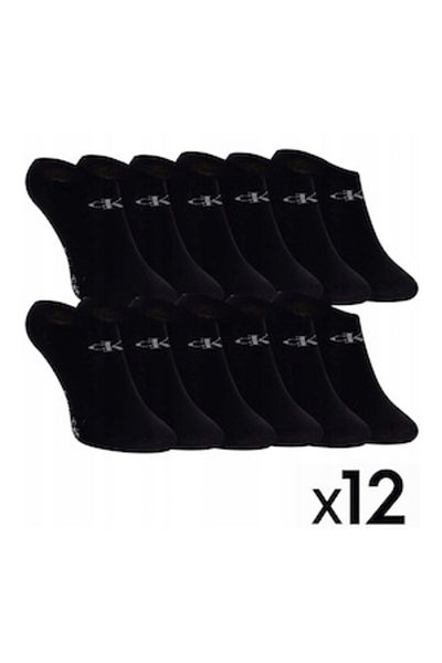 Calvin Klein Low-Cut Socks - 12 Pair Cotton Black 35-40