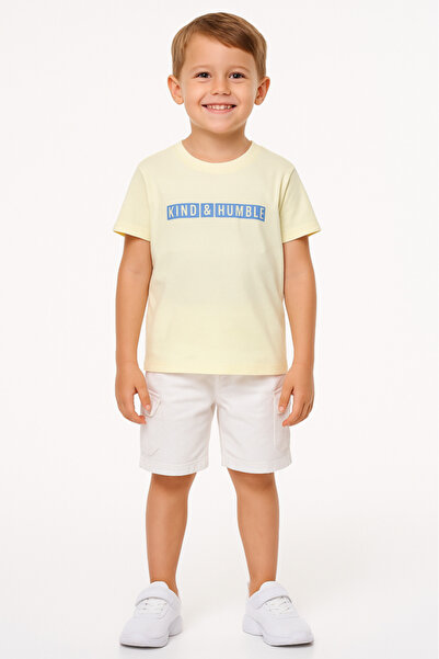 Victor and Jane Junior Boys Slogan Print Cotton T-Shirt - Yellow
