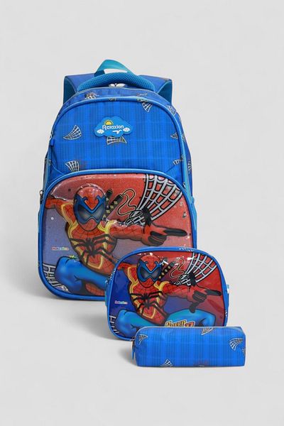 Relaxion 1370 Anatomical Back Structured Embossed Figure Triple Set Primary School Bag