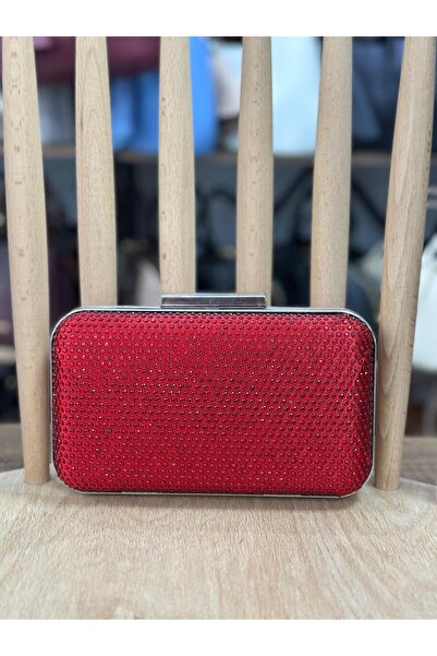 VICTORIA SHINE Satin Stone Evening Bag 1011 Red