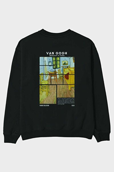 Ankhises Hanorac supradimensionat negru cu imprimeu pe spate Van Gogh, pentru...