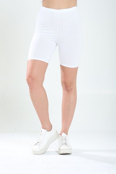 Tight Lady Super Quality White Combed Cotton 100% Cotton Lycra Above Knee Biker Leggings High Waist 404
