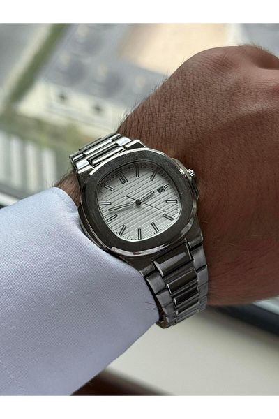 RoseandRoses Peganen Design Dial Men Wrist Watch Silver (White Dial)