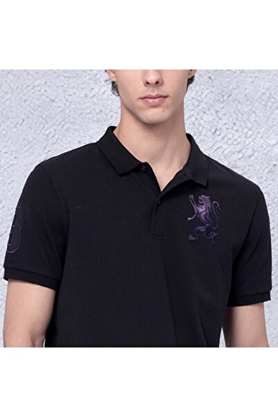 Giordano Men's 3D Lion Polo: Slim Fit, Bold Embroidery, Premium Pique