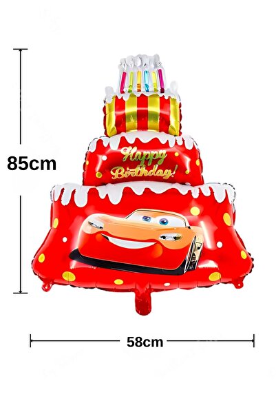 PARTİAVM 6 Years Old Cars Cars Lightning Mcqueen Race Car Concept Birthday Set Cake Balloon and Car Figure