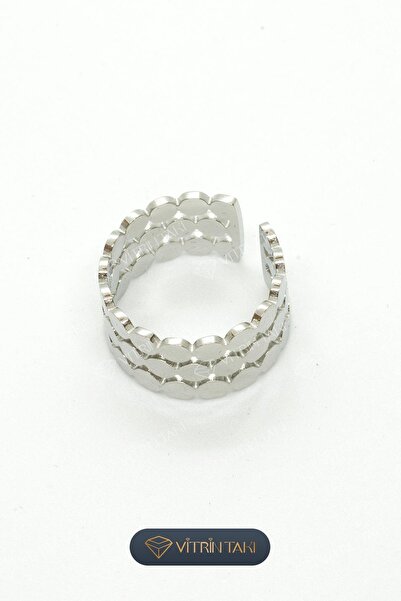 Çelik Gümüş Renk Ayarlanabilir Yüzük