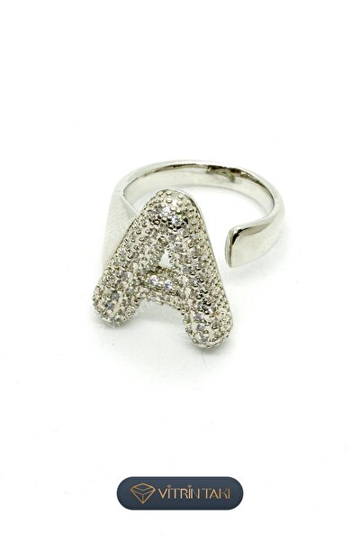 Çelik A Harf Gümüş Renk Vip Ayarlanabilir Yüzük