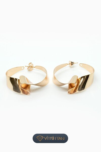 Çelik Altın Renk Halka Küpe