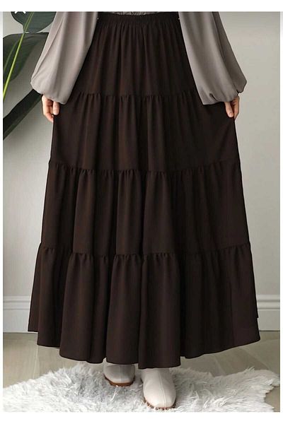 MissPul Women's Ruffled Long Lined Skirt