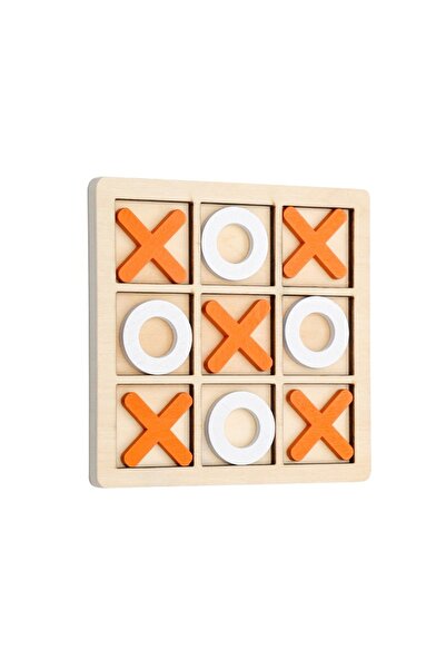 Toy X and 0 game, wooden, white-orange