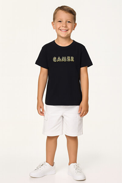 Victor and Jane Junior Boys Black 'GAMER' Printed T-Shirt (2-9Y)