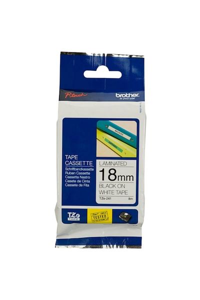 Brother Etichete laminate TZE241 Negru pe Alb, 18mm