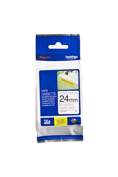 Brother TZe-S251, bandă laminată pentru etichete, adeziv puternic, negru pe alb, 24 mm
